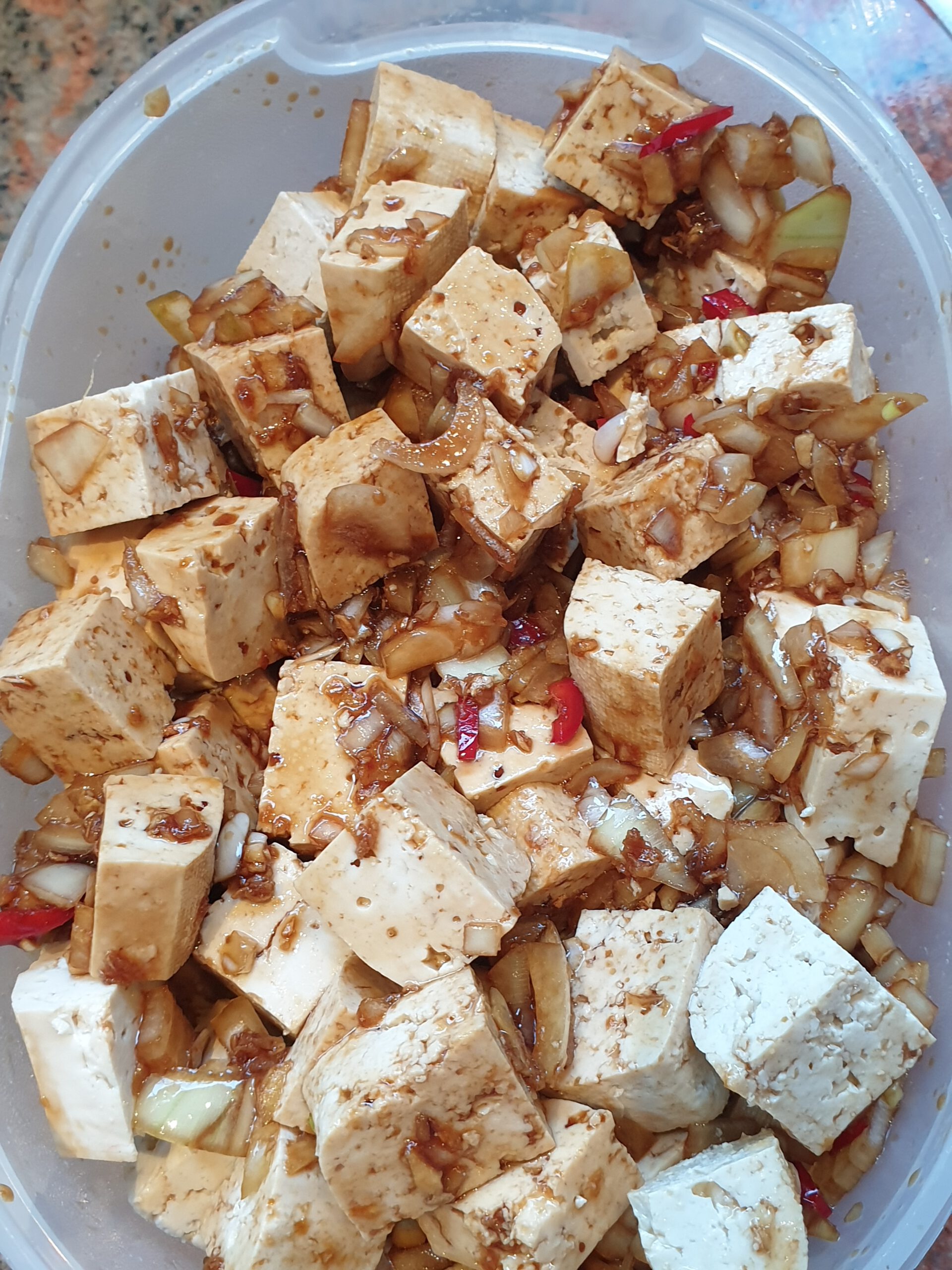 Tofu in marinade sauce